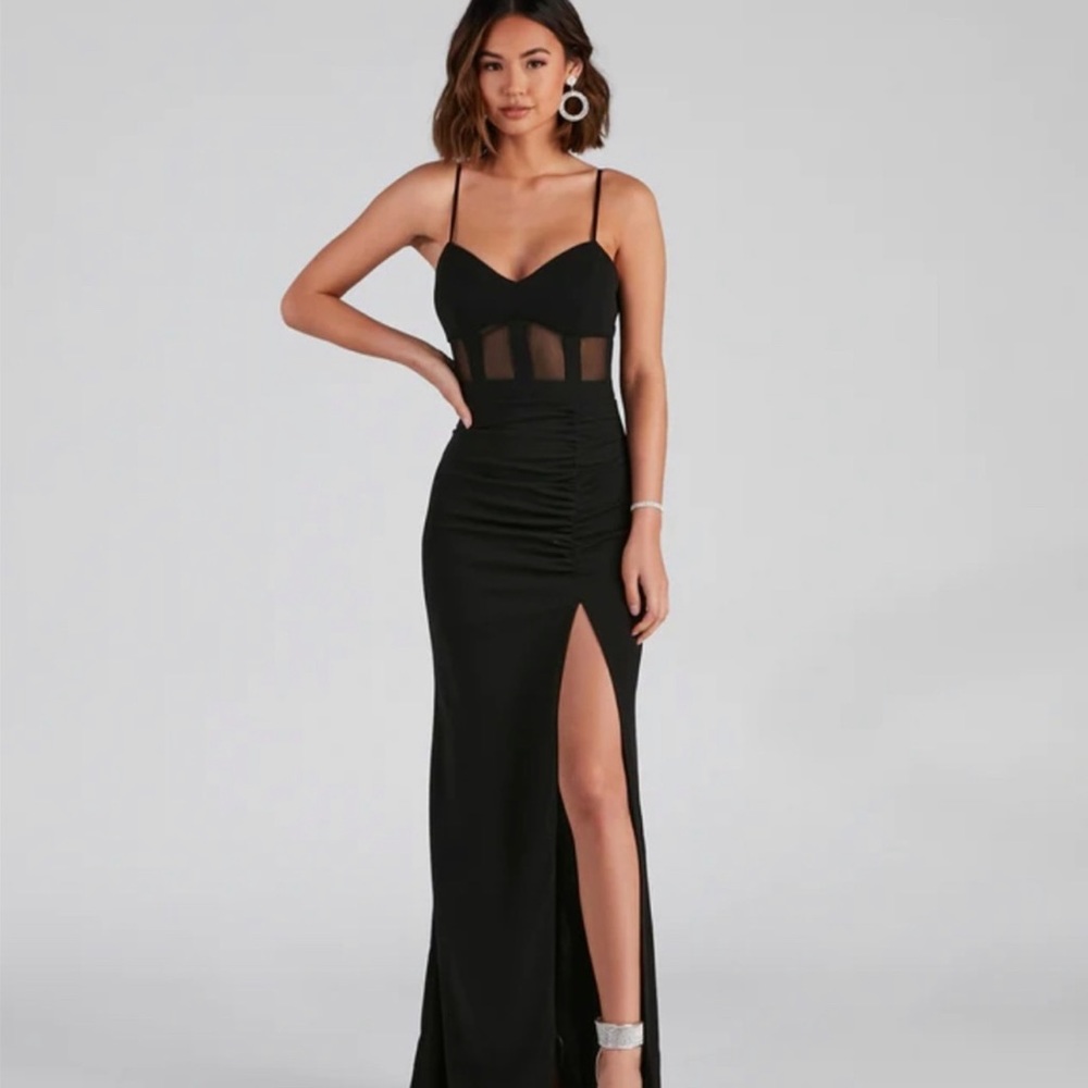 High Slit Illusion Dress